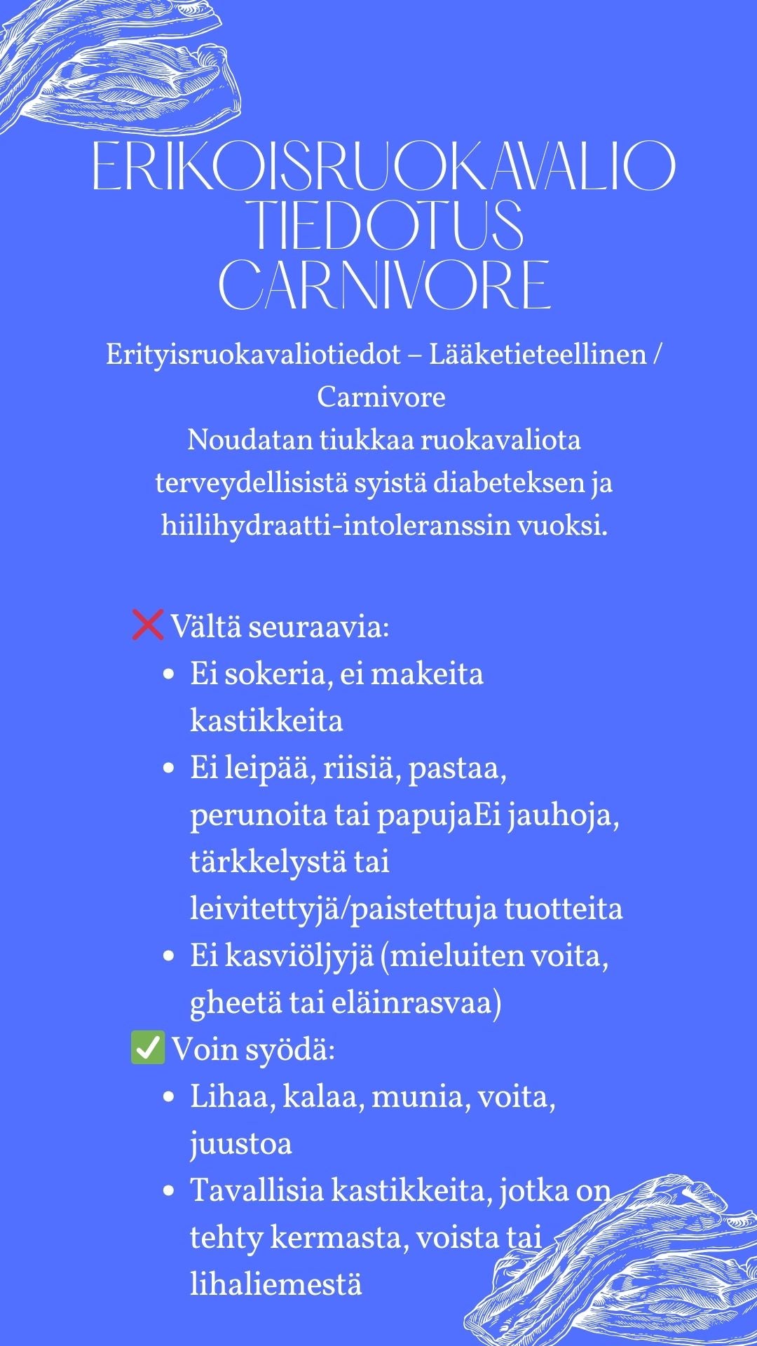 Carnivore Special Dietary Request Card