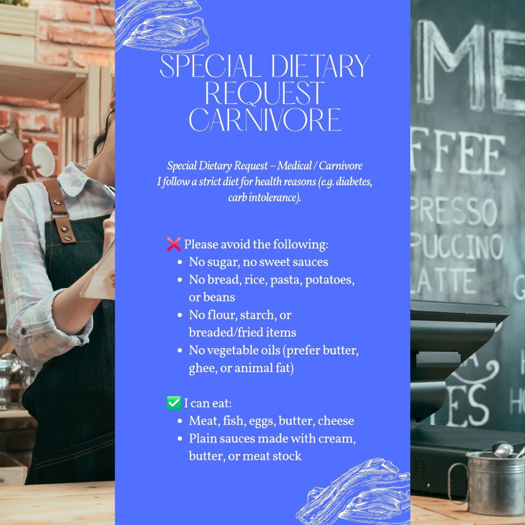 Carnivore Special Dietary Request Card